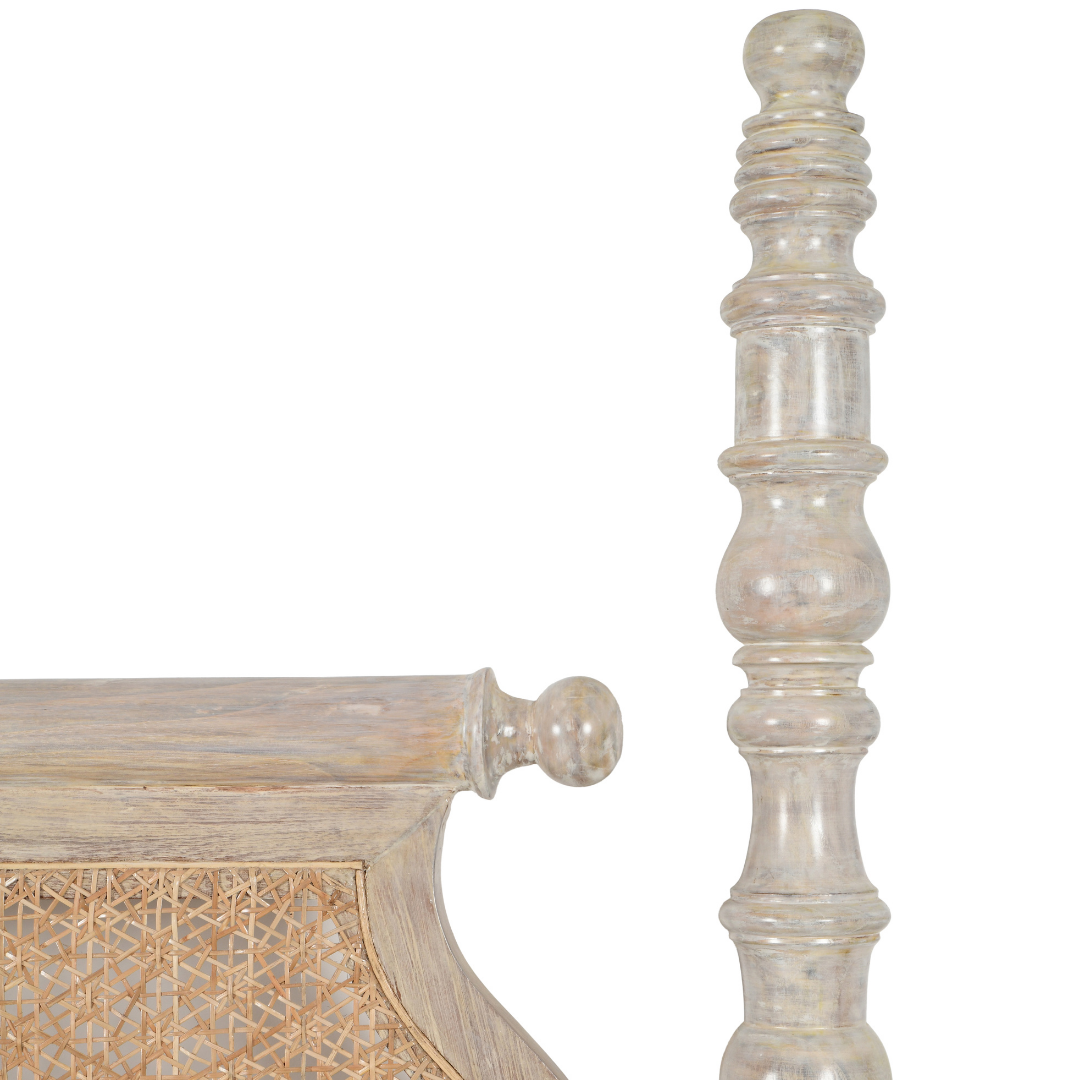 Siesta White Distressed Teak Wood Bed