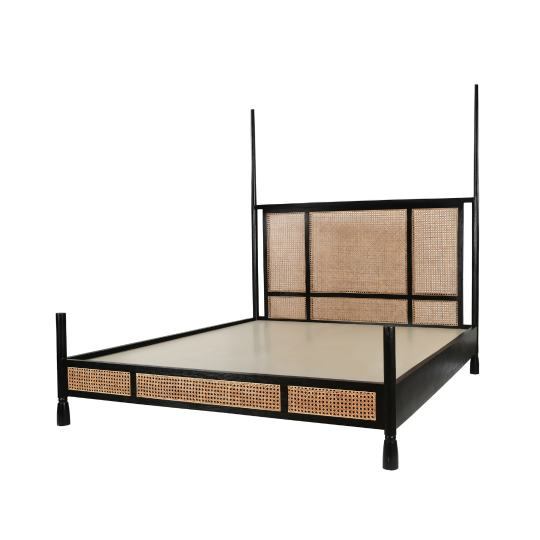 Noirra Cane Teak Wood Poster Bed