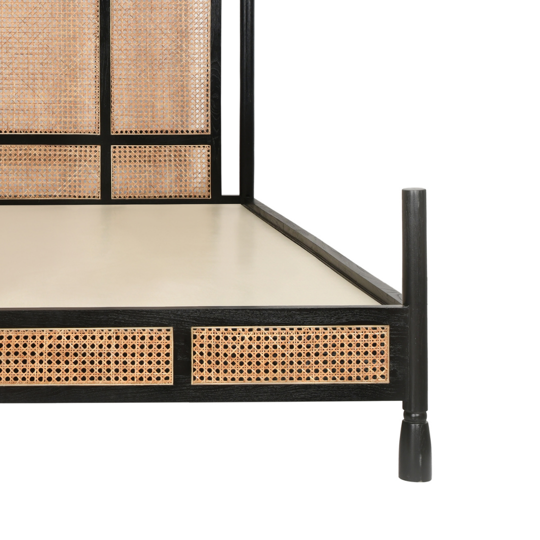 Noirra Cane Teak Wood Poster Bed