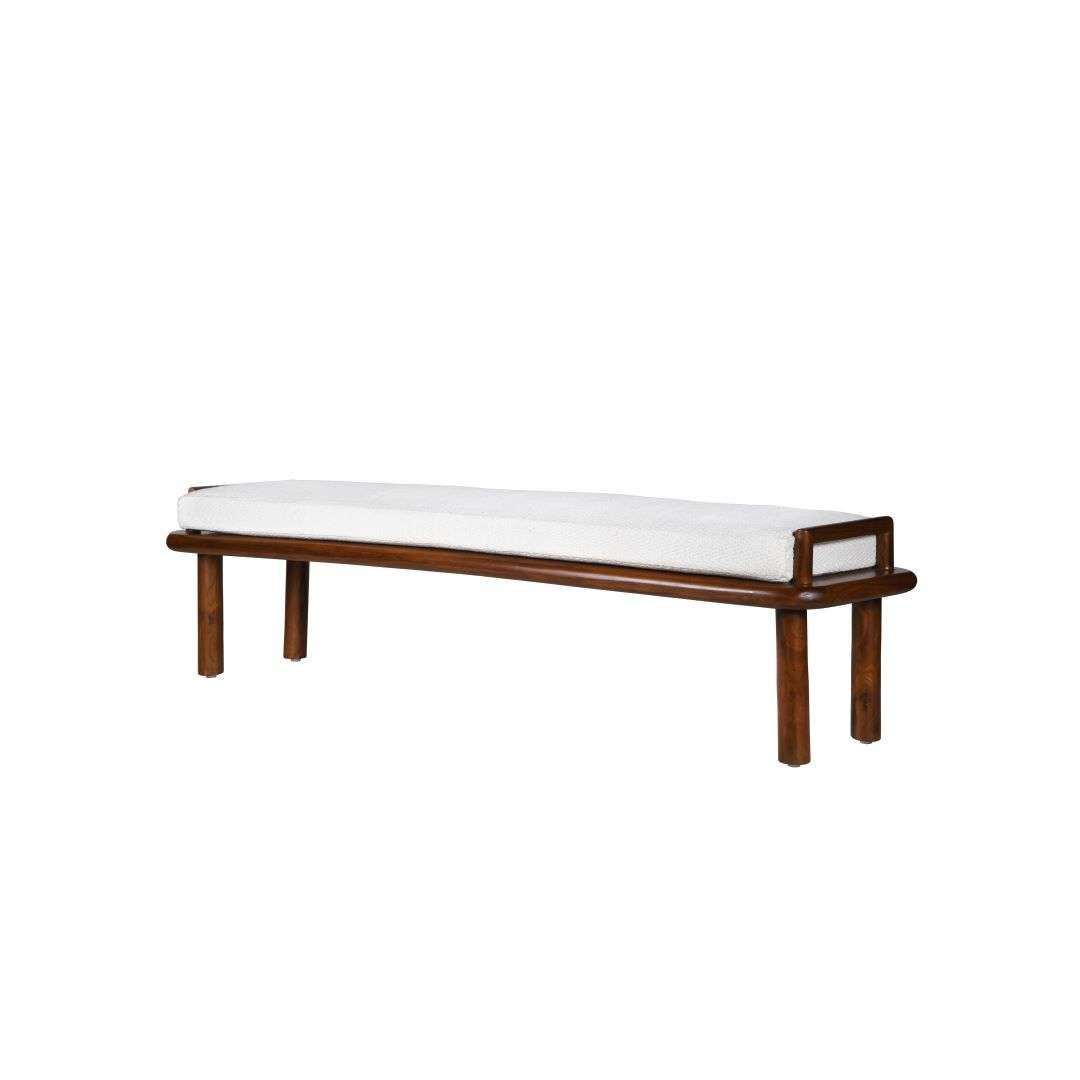 Asiago Teak Wood Upholstered Bench