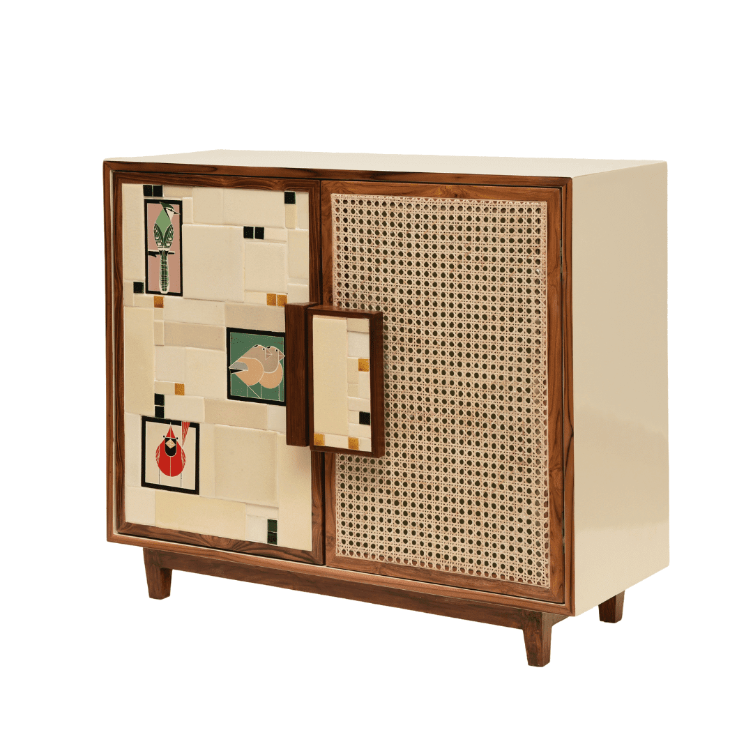 Aviary Cane Double Door Cabinet