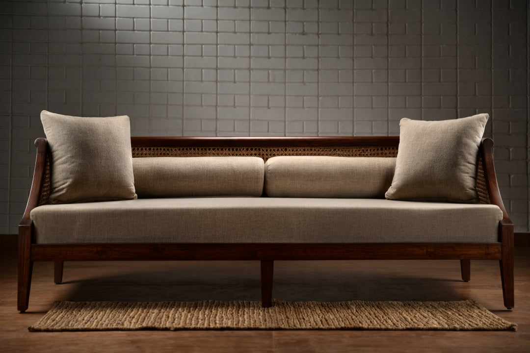 Sahara Teakwood 3 Seater Cane Sofa