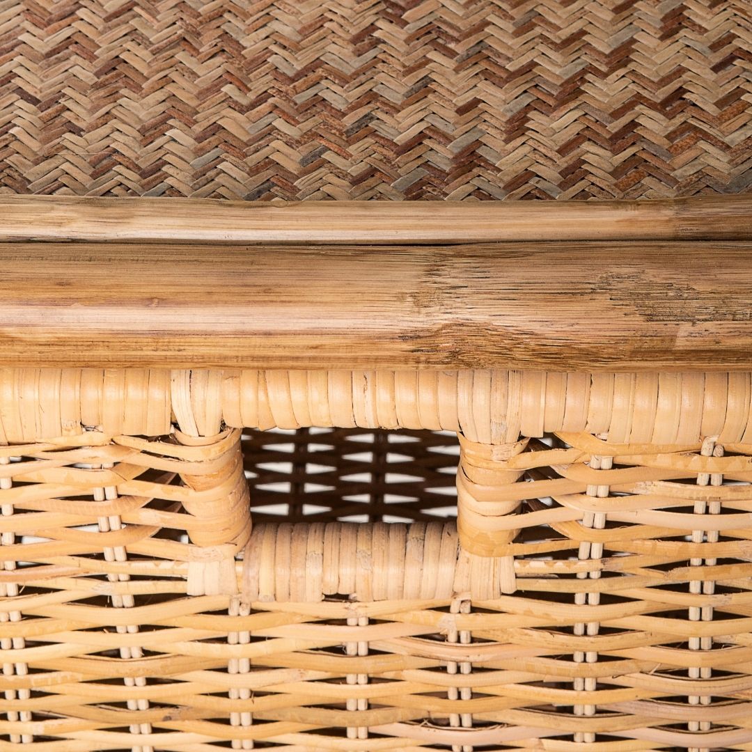 Natural Bamboo Basket Side Table