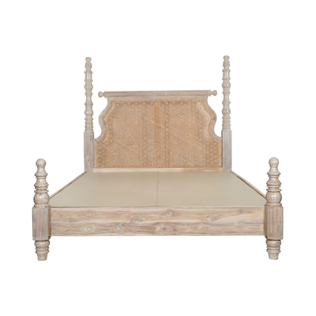 Siesta White Distressed Teak Wood Bed