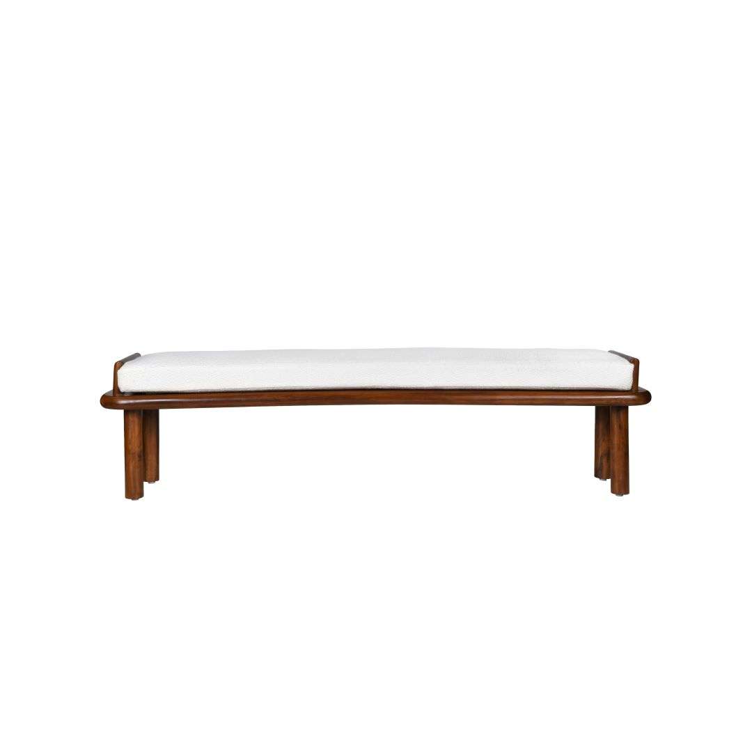 Asiago Teak Wood Upholstered Bench