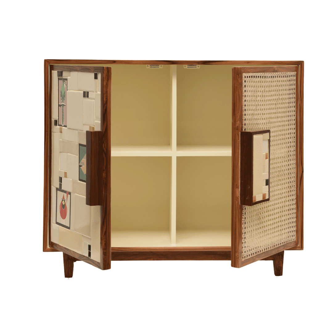 Aviary Cane Double Door Cabinet