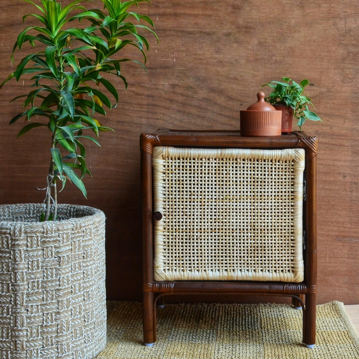 Pecan Bamboo Side Table