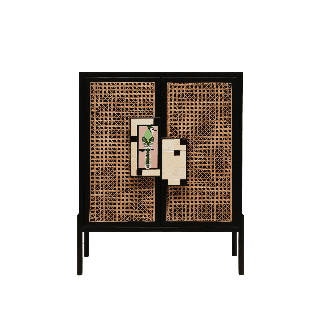 Gobleto Cane Bar Cabinet