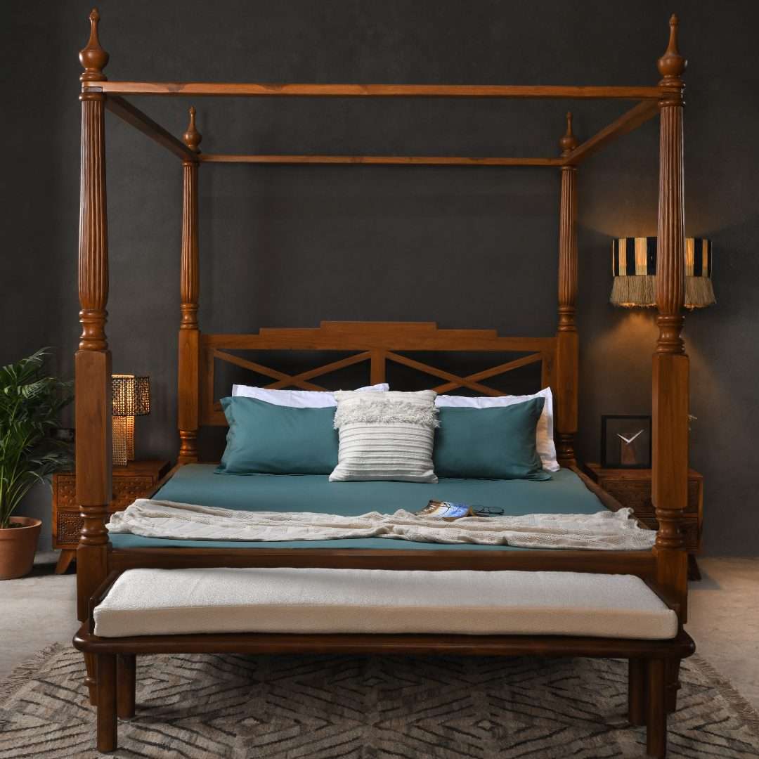 Khelma Teak Wood Poster Bed