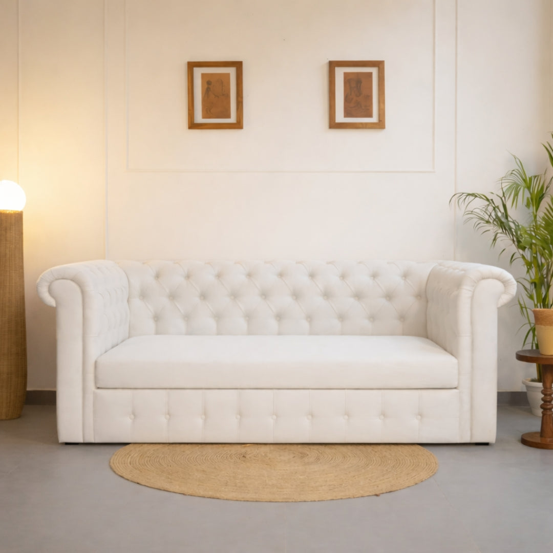 Velouri Chesterfield Sofa Cum Bed
