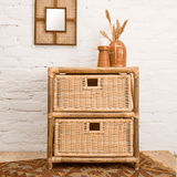 Natural Bamboo Basket Side Table