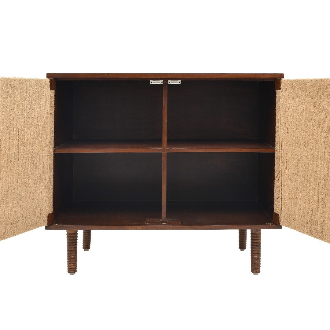 Rush Weave Teak Colour Storage Cabinet