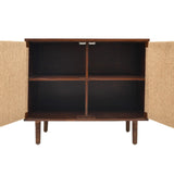 Rush Weave Teak Colour Storage Cabinet