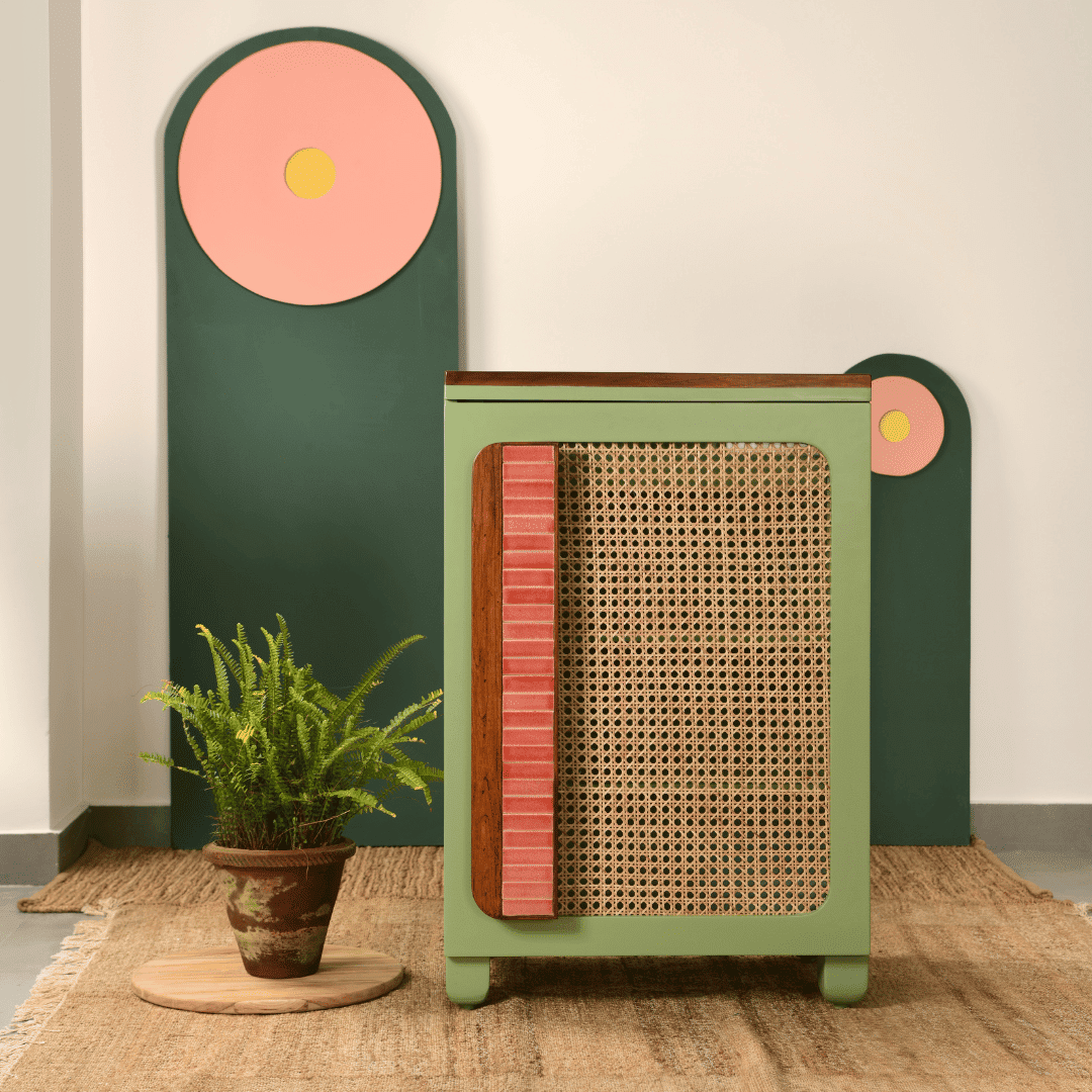 Tropico Cane Single Door Cabinet