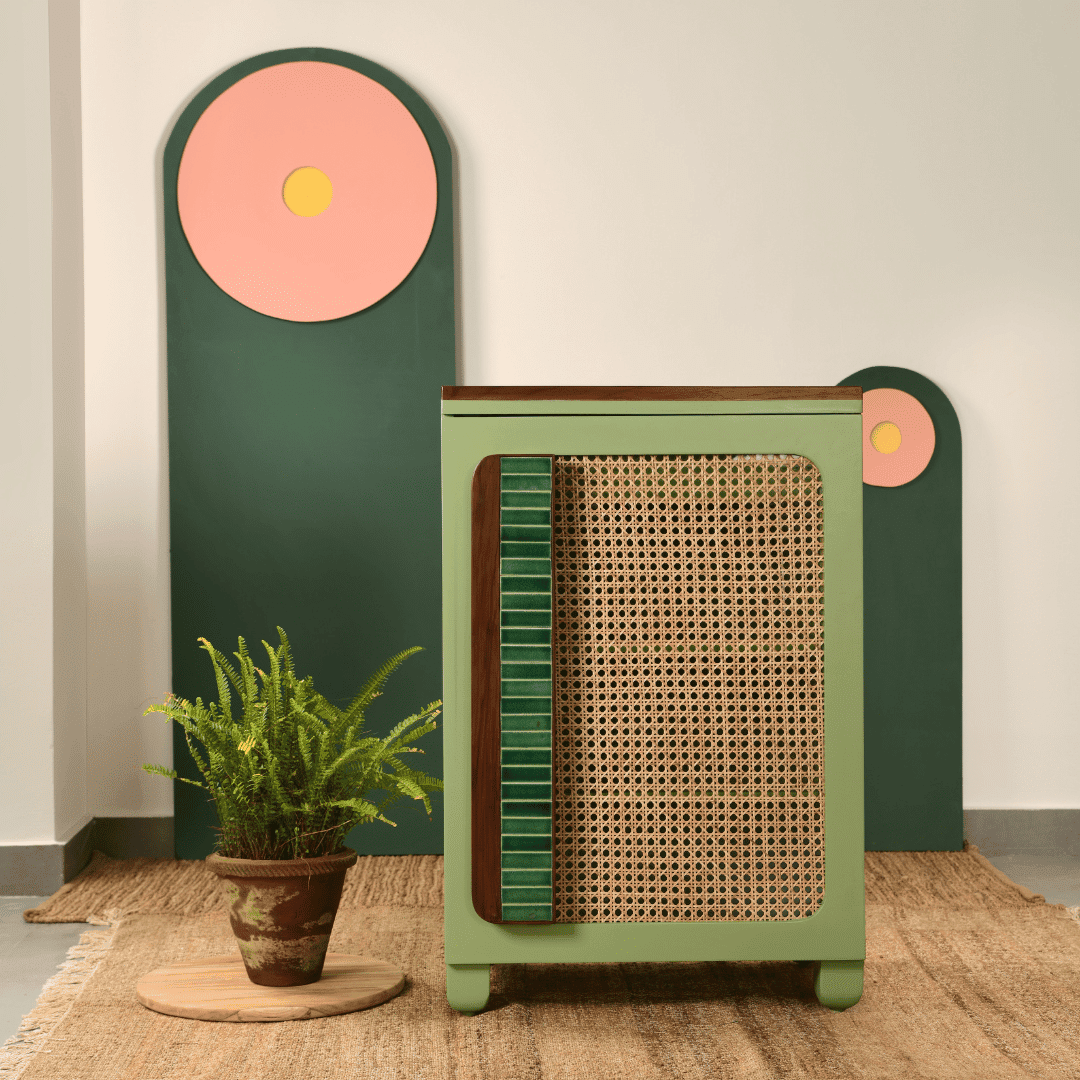 Tropico Cane Single Door Cabinet