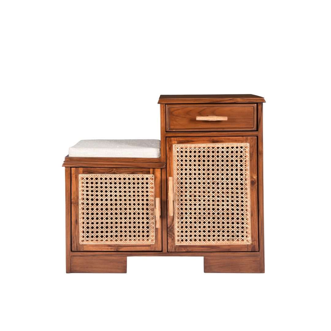 Umber Cane Double Door Cabinet