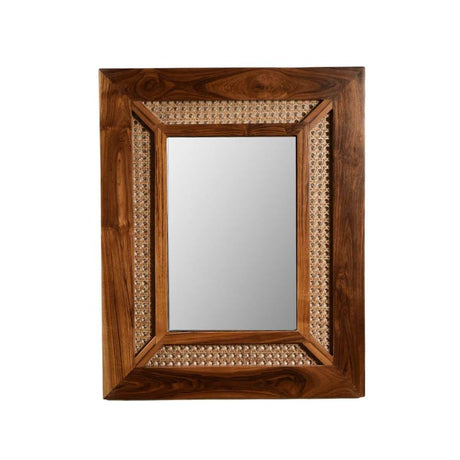 Vintage Teak Cane Wall Mirror