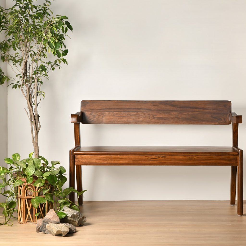 mid century teakwood bench