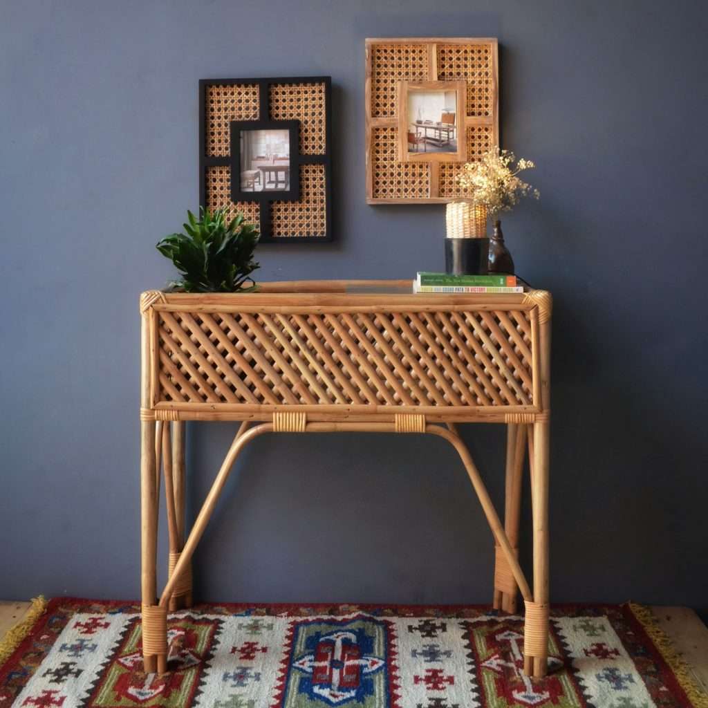 natural bamboo console table