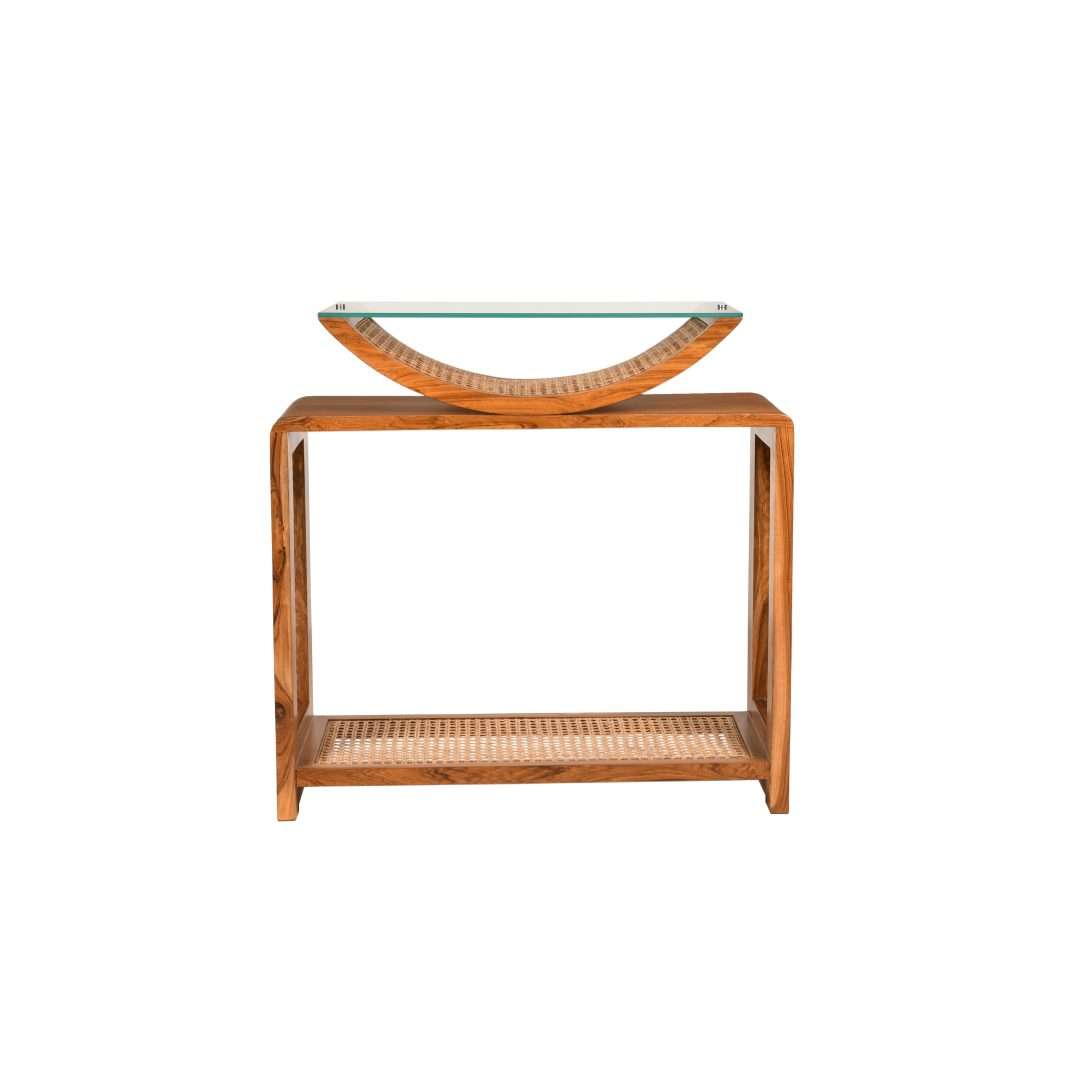 arch cane teakwood console table