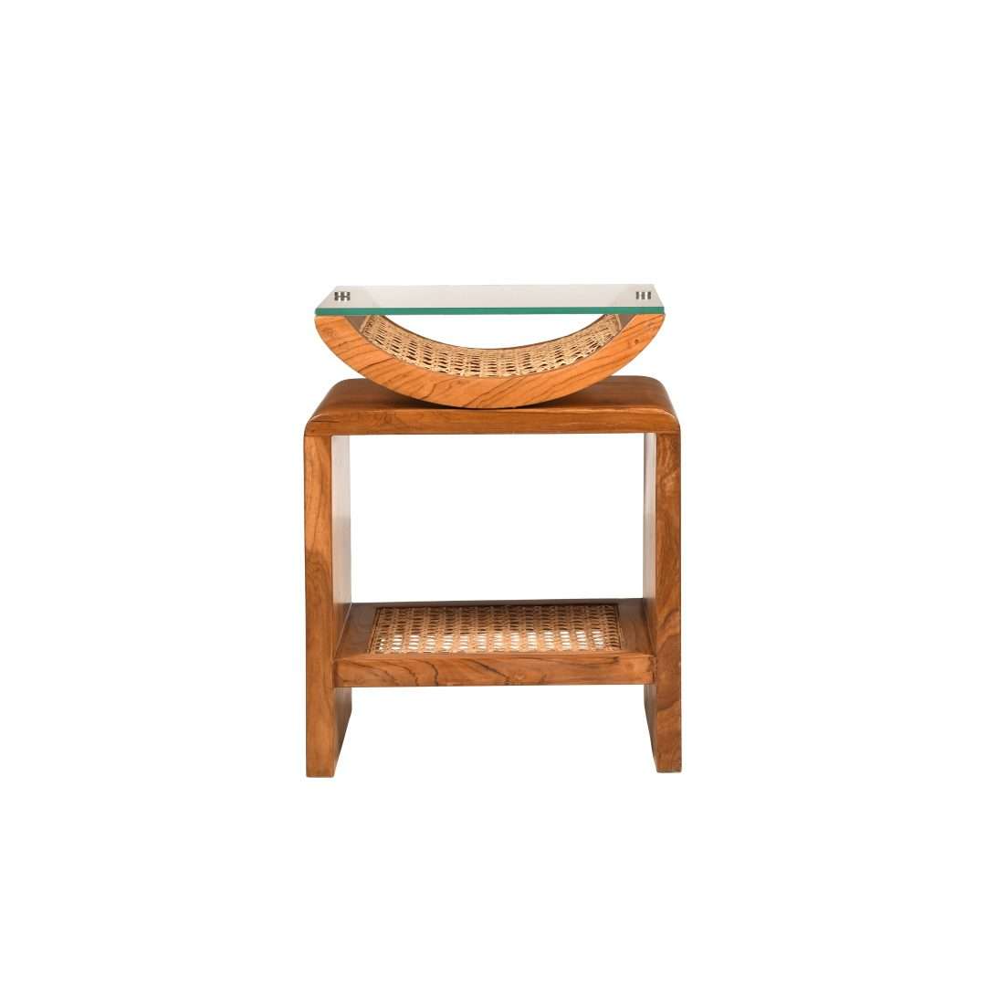 arch cane teakwood side table