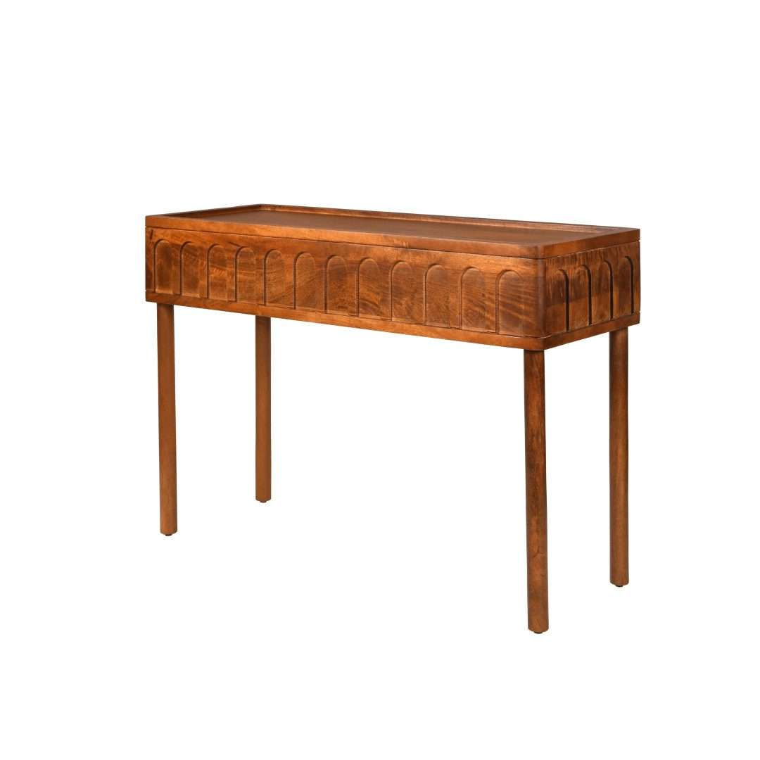 dome mango wood console table