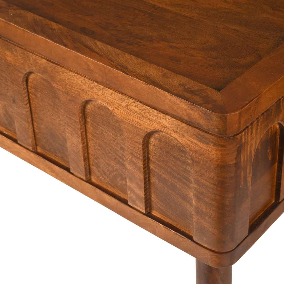 dome mango wood console table