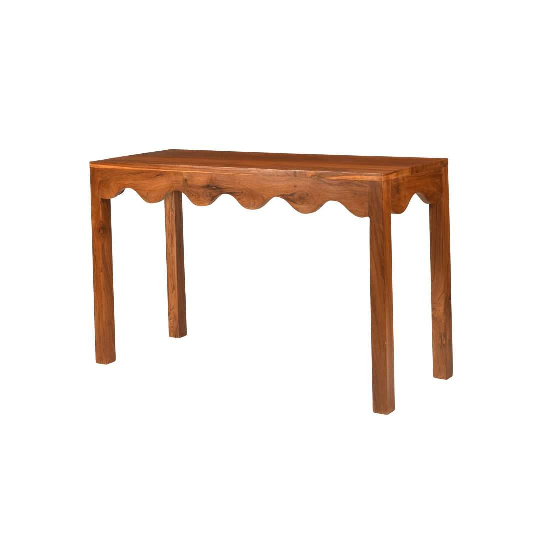 scallop teakwood console table